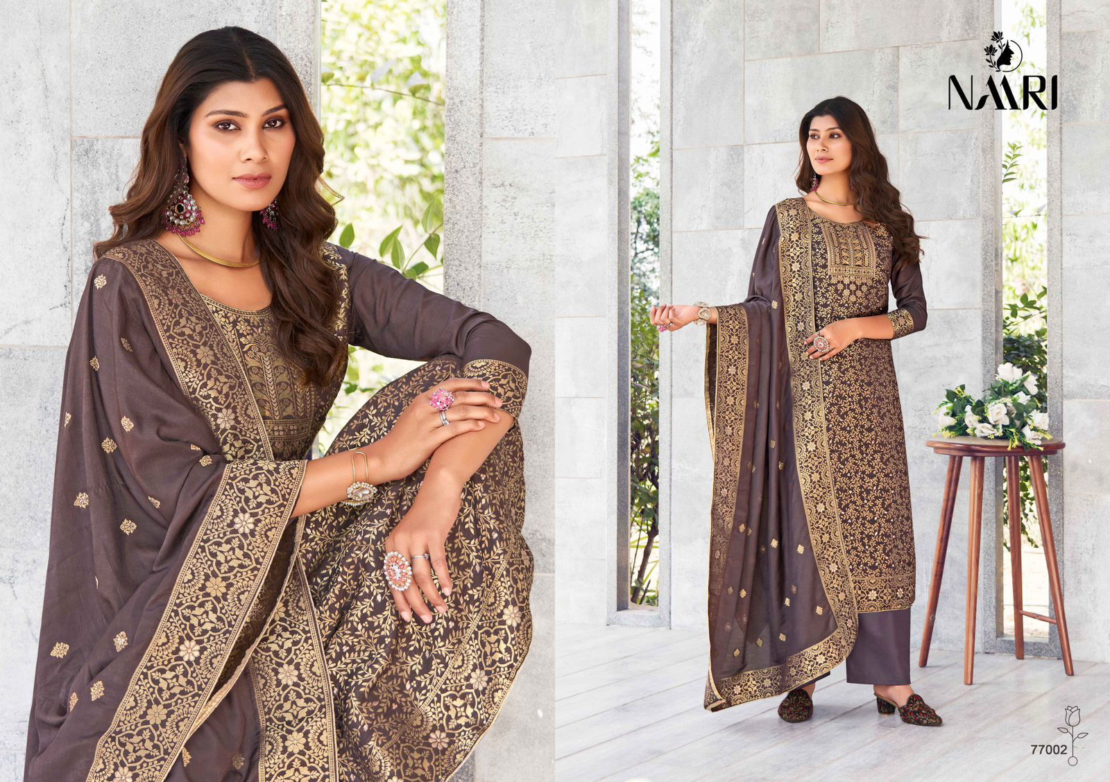 Mercedes By Naari Designer Masleen Jacquard Salwar Kameez Wholesale Clothing Suppliers In India